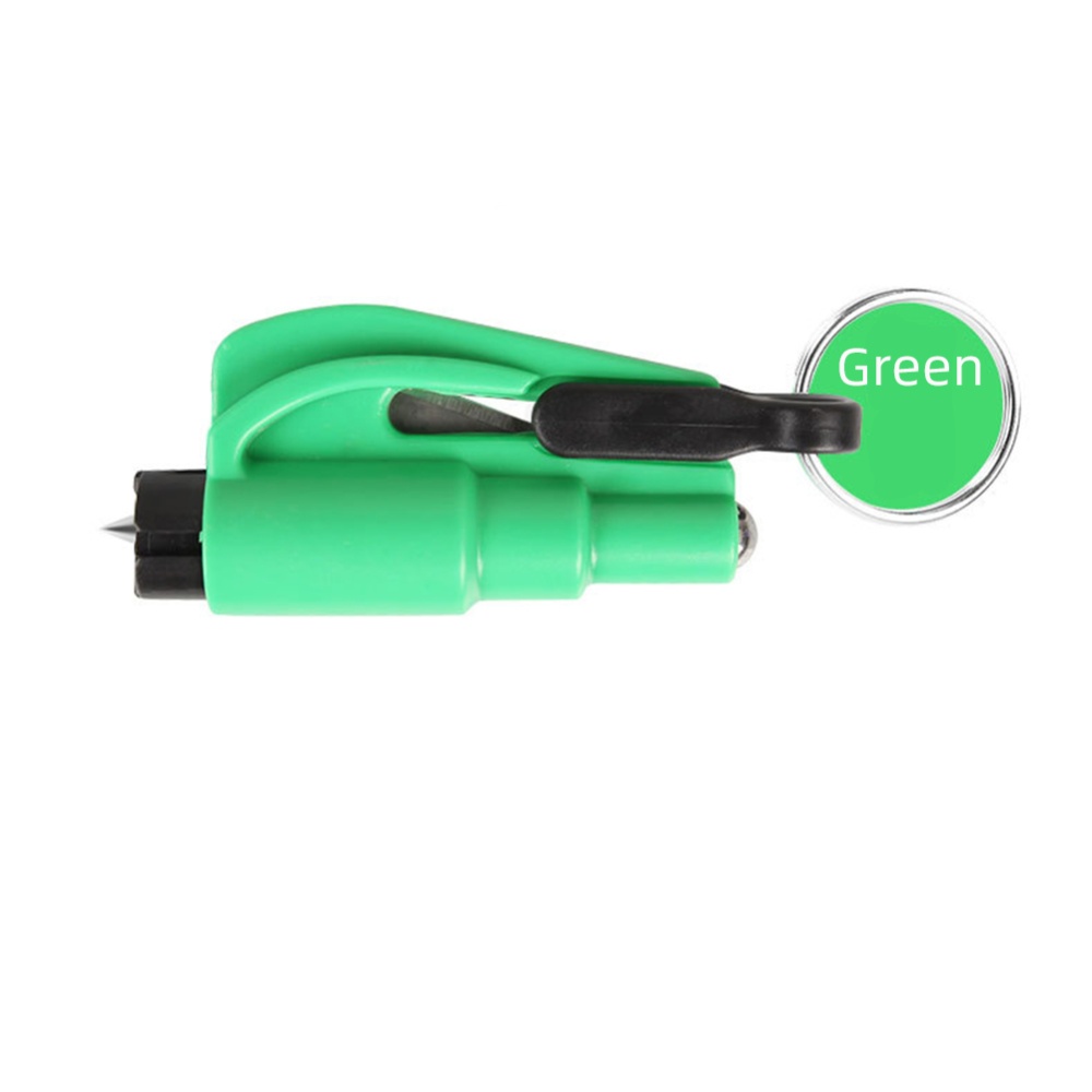 2-in-1 Portable Car Safety Hammer Spring Type Escape Window Breaker Punch Key Chain Green_OPP bag packaging one pack - Image 2