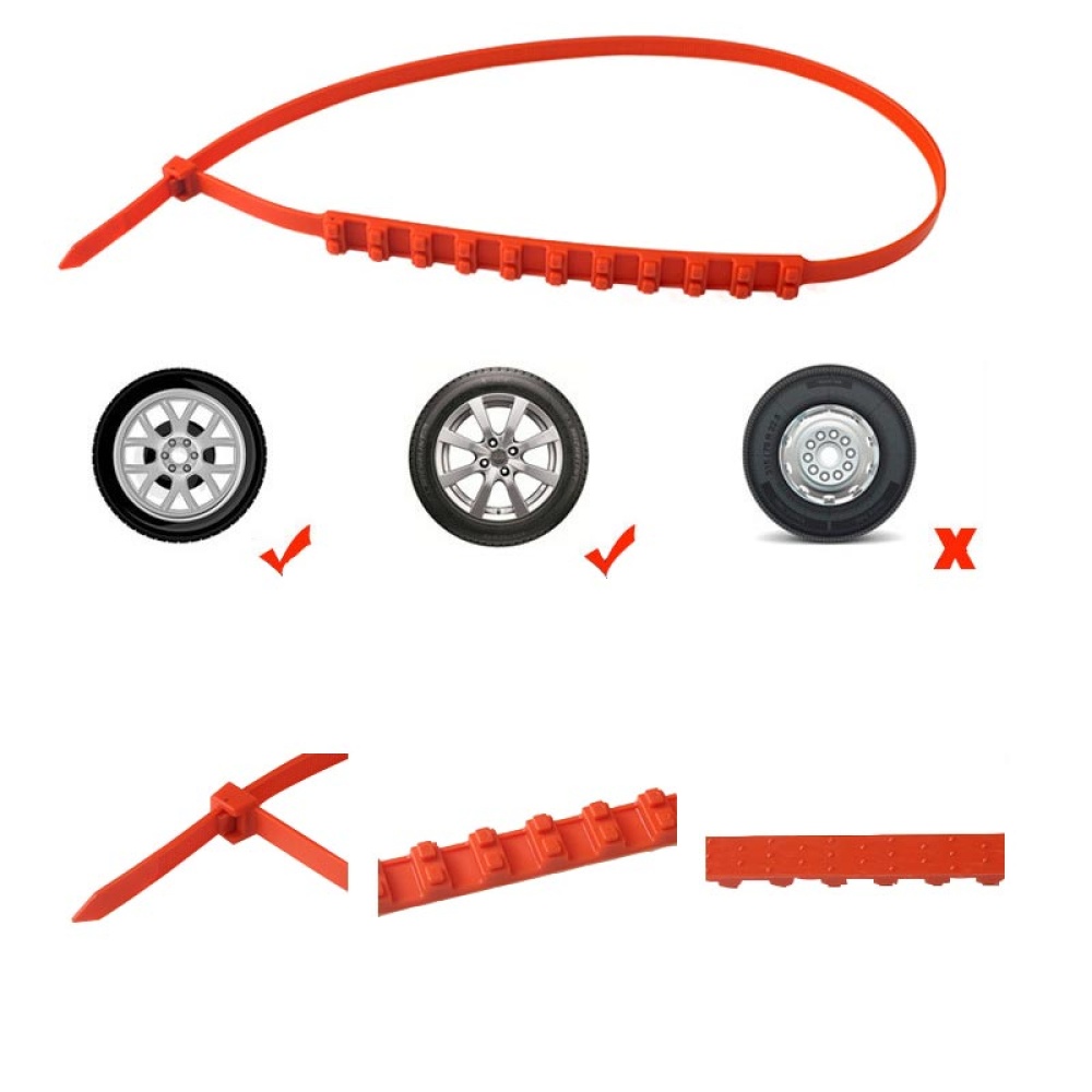 Snow Chains Anti-skid Tire Chain Winter for Car Mud Wheel Tyre Orange - Image 2