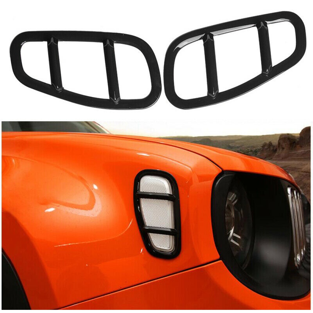 Lamp Decorative Cover Turn Light Trims Exterior Accessory For Jeep Renegade 2016-19 Black - Image 3