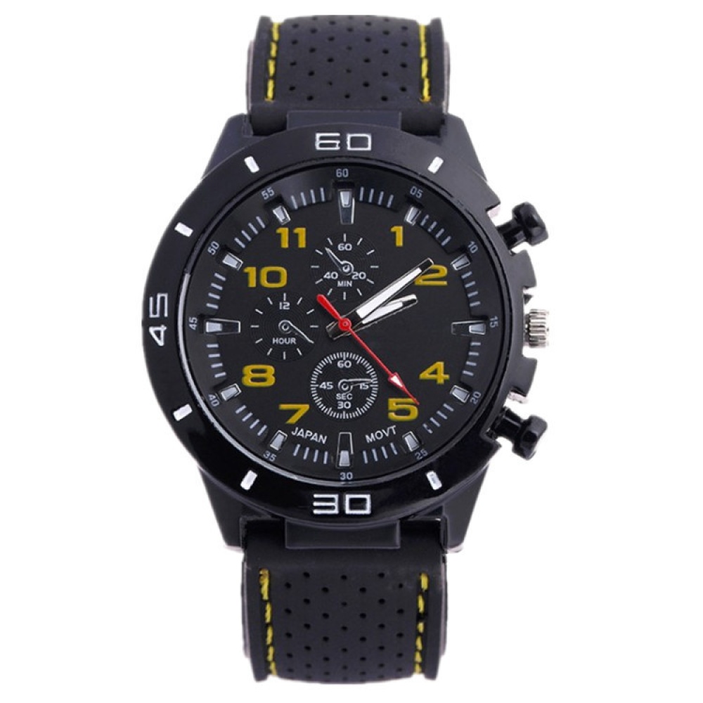 Men Sports Watch Fashion Car Concept Silicone Quartz Luminous Wrist Yellow