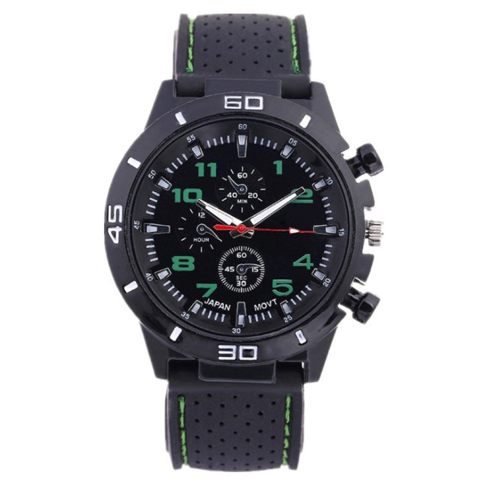 Men Sports Watch Fashion Car Concept Silicone Quartz Luminous Wrist Green