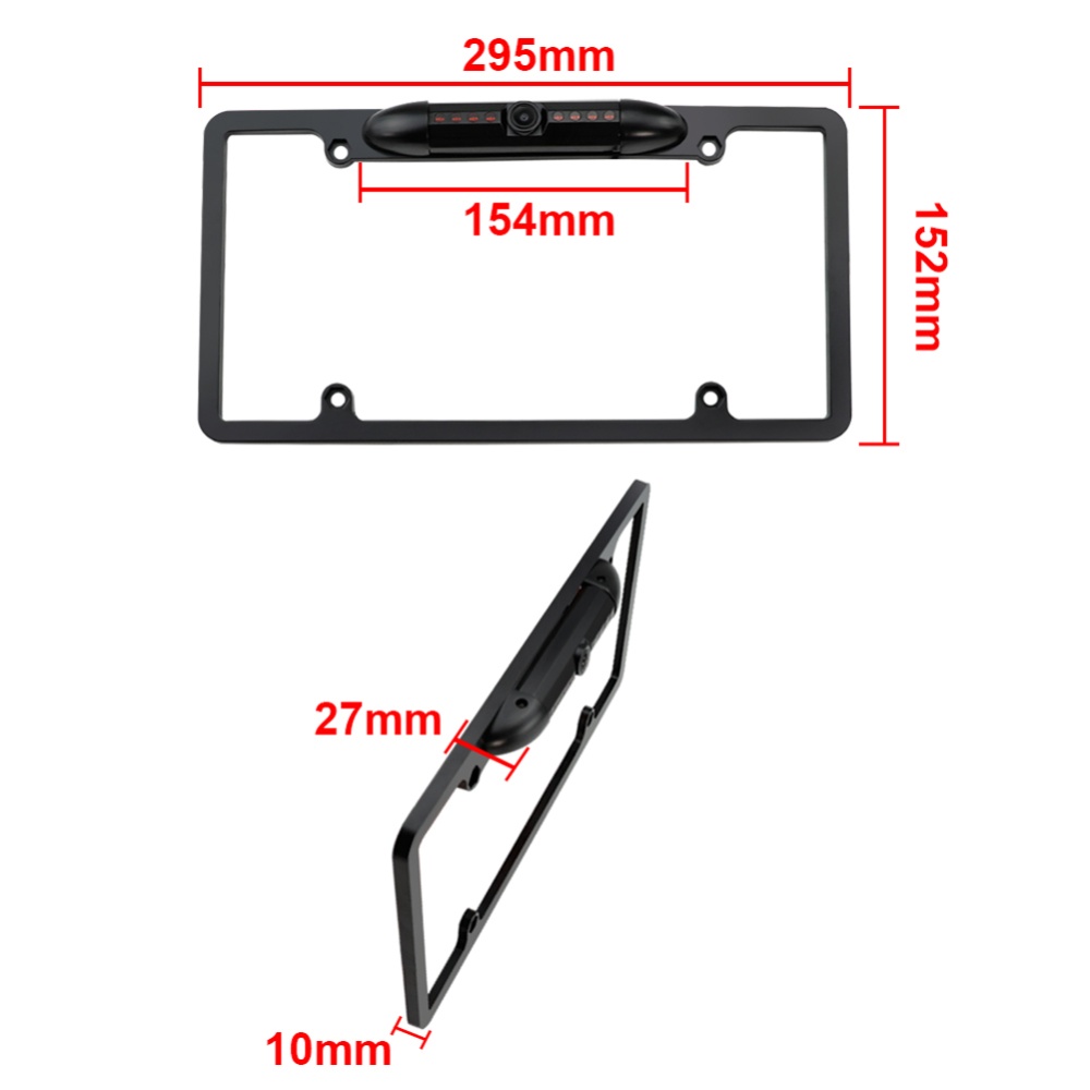 Car License Plate Frame Rear View Camera Wide Viewing Angle HD Reversing Camcorder Holder Black US Plug - Image 3