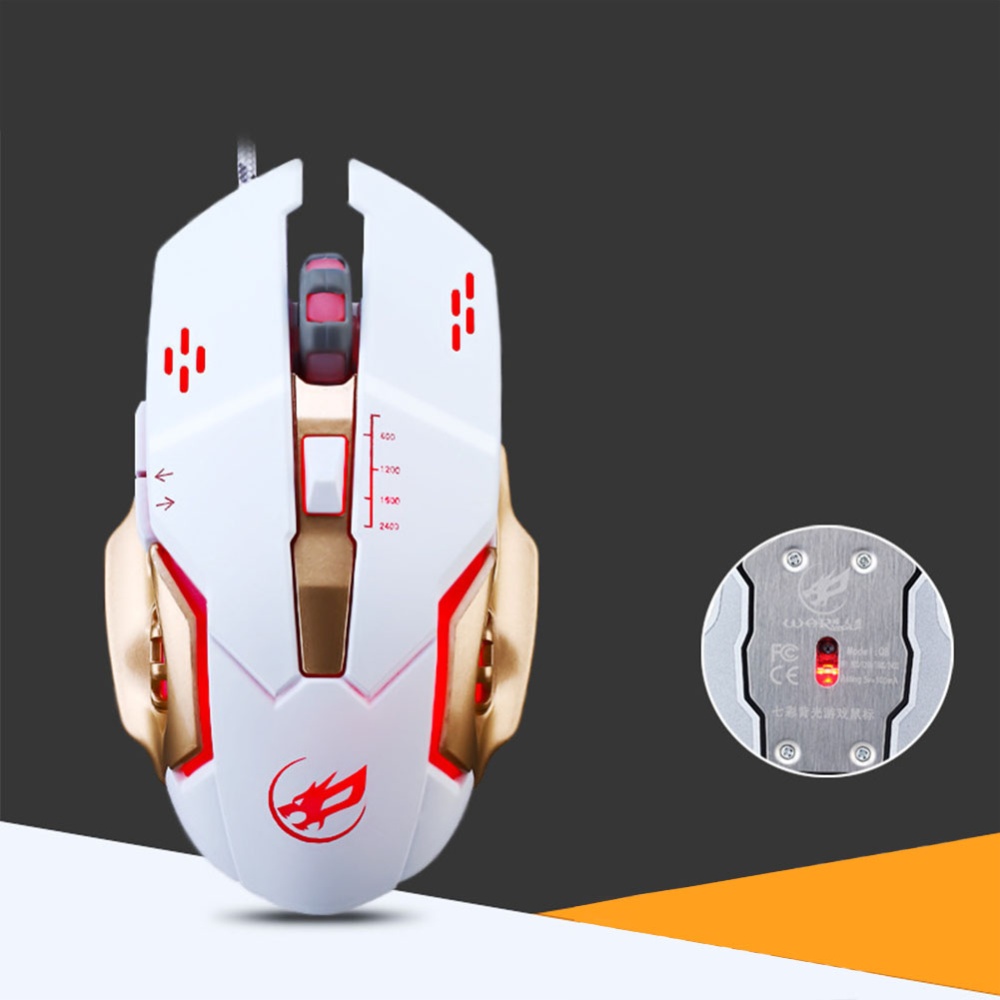 USB Wired Optical Mechanical Mouse Ergonomics Sensitive Gaming metal bottom white - Image 2