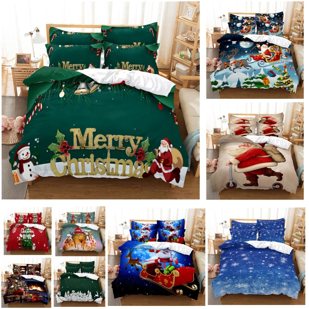 2Pcs/3Pcs Full/Queen/King Quilt Cover +Pillowcase 3D Digital Printing Christmas Series Beeding Set King - Image 2