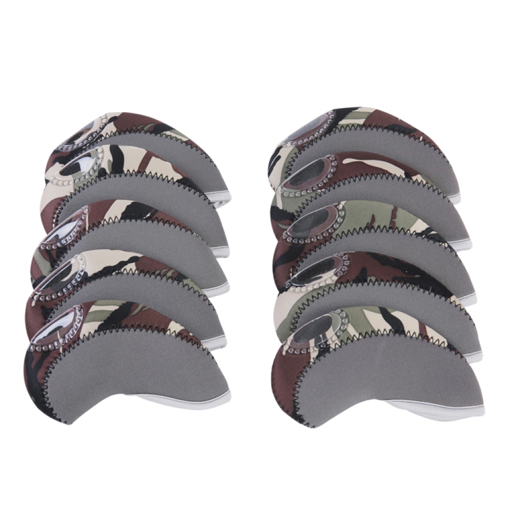 10 Pcs/set Golf Club Iron Head Cover Set Neoprene Protective Headcovers Accessories Gray + camouflage - Image 3