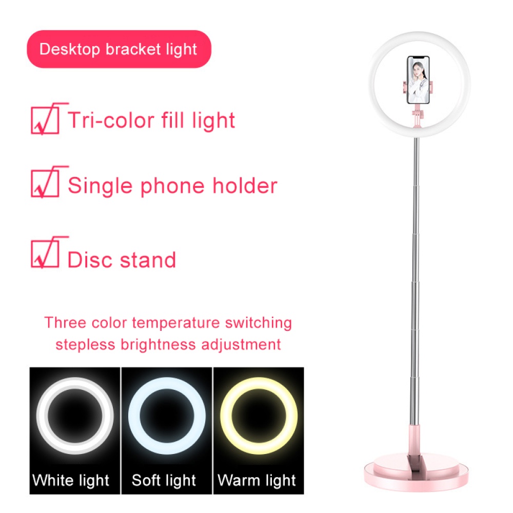 Selfie Ring Light LED Dimmable Video Studio Photography Lighting for Vlog Live Photo with Tripod Y2 fill light pink - Image 3