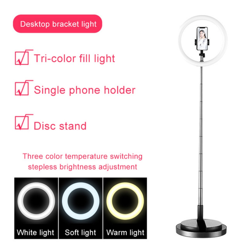 Selfie Ring Light LED Dimmable Video Studio Photography Lighting for Vlog Live Photo with Tripod Y2 fill light black - Image 3