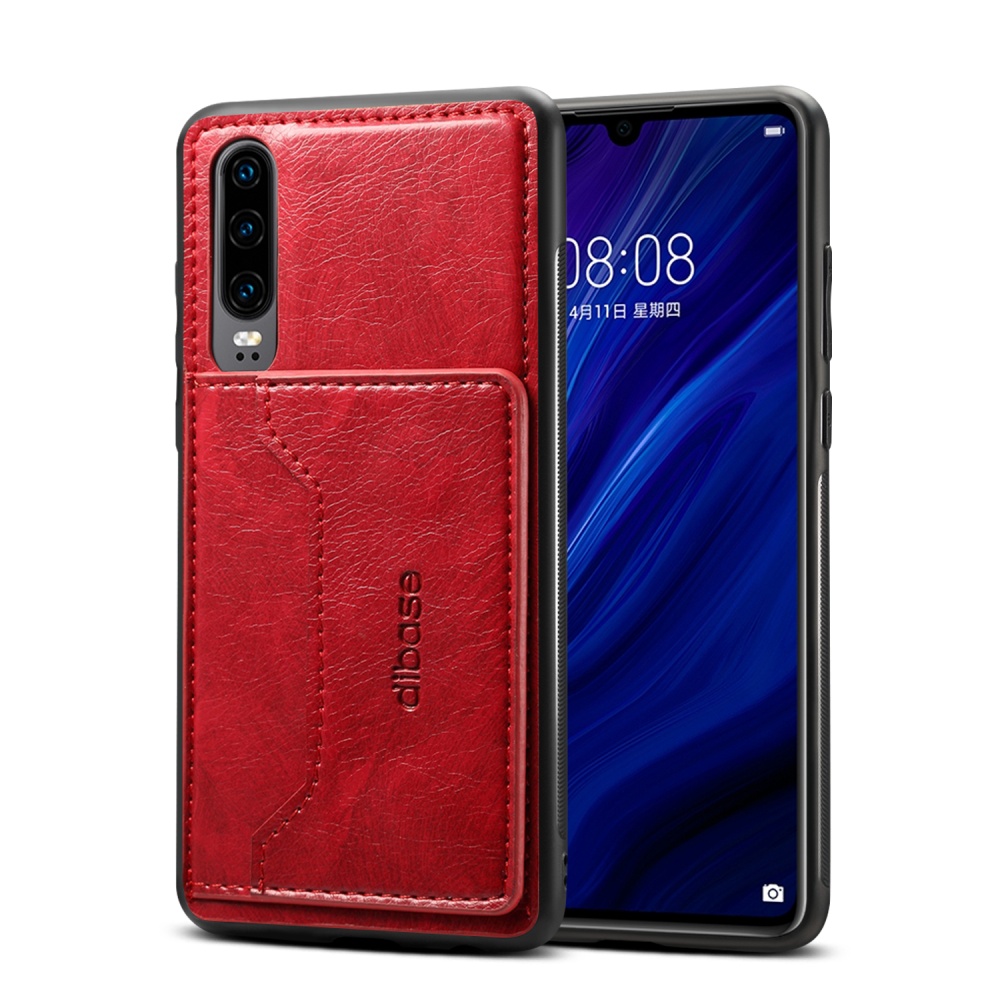 For Samsung A50 Retro PU Leather Wallet Card Holder Stand Non-slip Shockproof Cell Phone Case red - Image 3