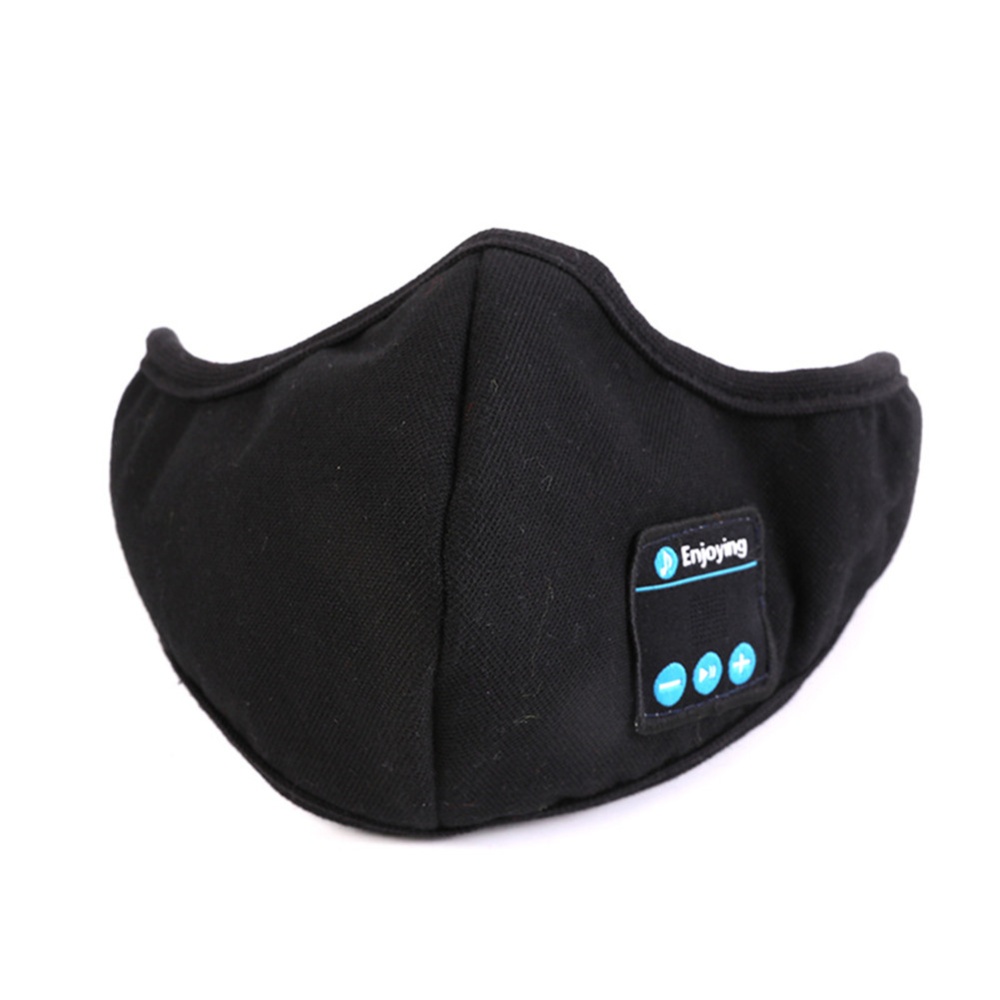 Warm Bluetooth Mask Washable Soft Cotton Face Cover Wireless Headphones black - Image 3