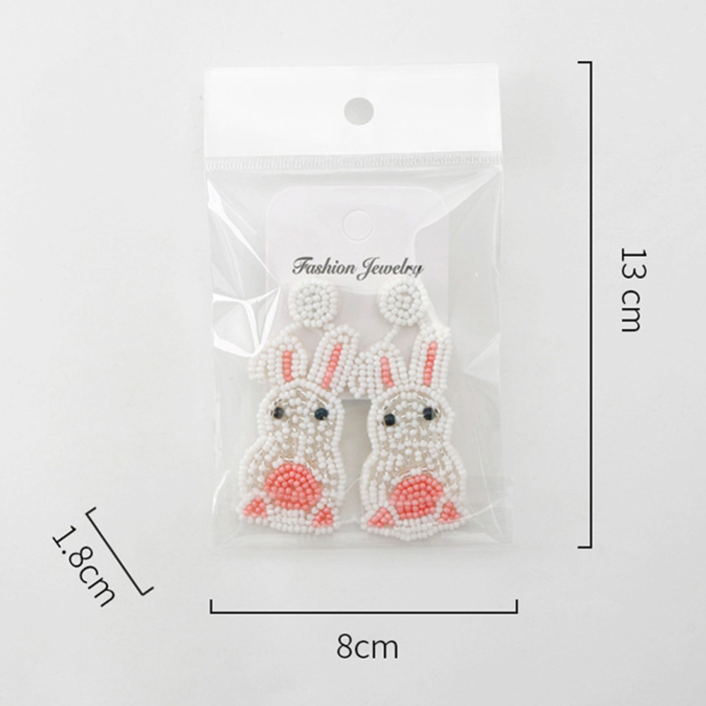 Women Rabbit Hand-woven Beaded Earrings Bohemian Ethnic Style Easter Jewelry Accessories For Gifts E69065 white - Image 2