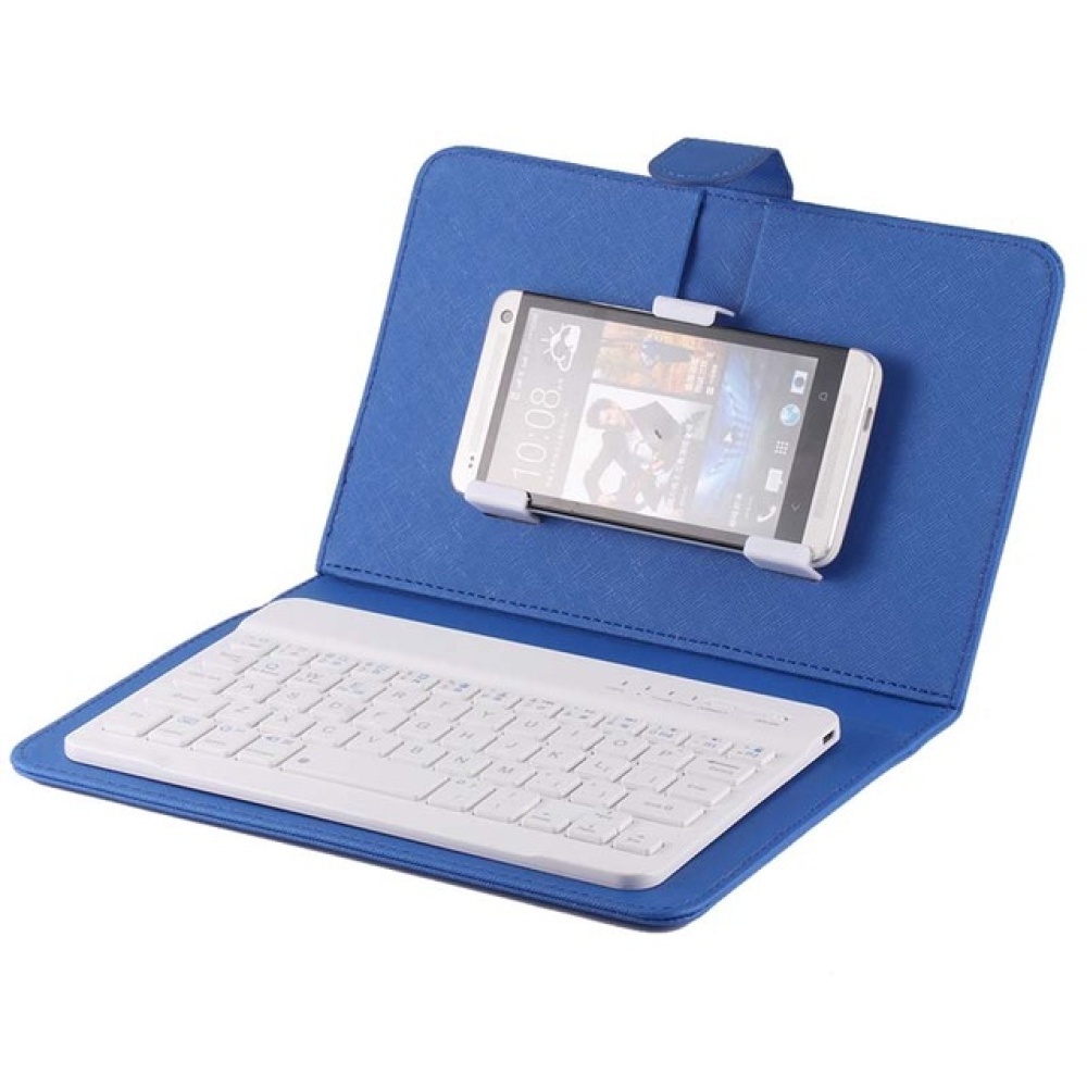 Portable PU Leather Wireless Keyboard Case for iPhone Protective Mobile Phone with Bluetooth 6 7 Smartphone blue - Image 3