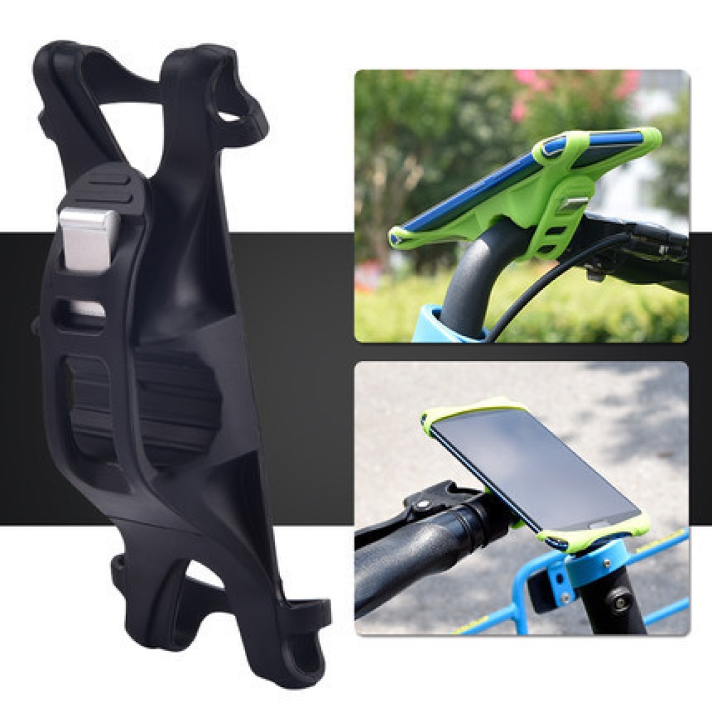 Bike Phone Holder Silicone Adjustable Pull Button Anti-shock Mount Bracket green - Image 3