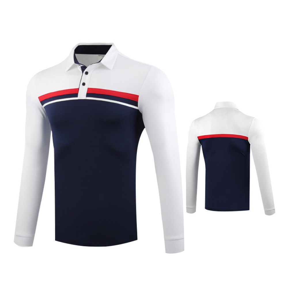 Golf Clothes Autumn Winter Men Long Sleeve T-shirt Sport Ball Uniform White navy_L - Image 2