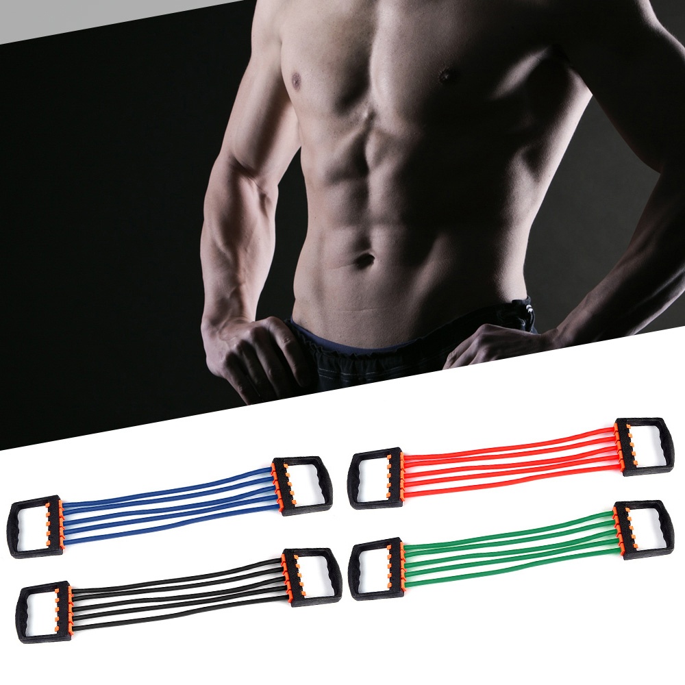 Portable Indoor sports Supply Chest Expander Puller Exercise Fitness Resistance Elastic Cable Rope Tube Yoga red - Image 2