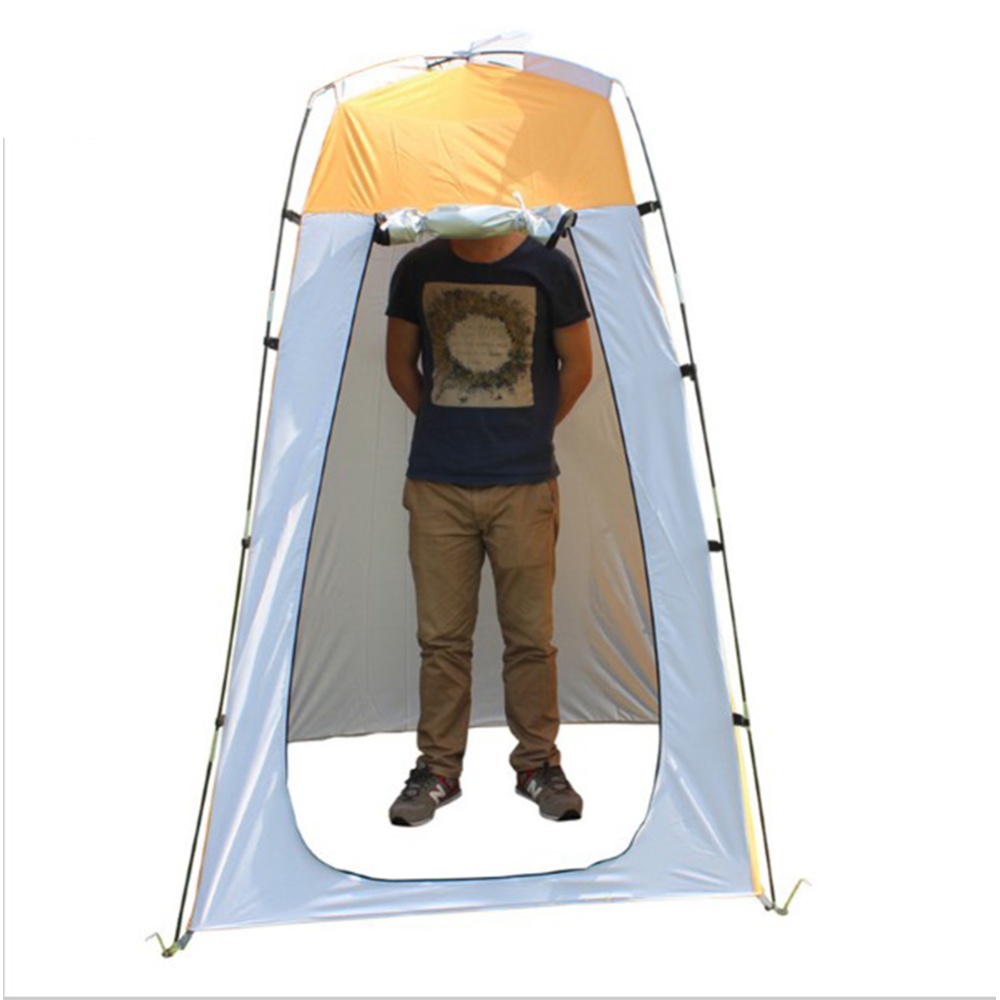 Lightweight Portable Camping Shower Tent Awning Canvas Folding Outdoor Toilet Room for Privacy Showing Changing Clothes Yellow gray_Single d - Image 2