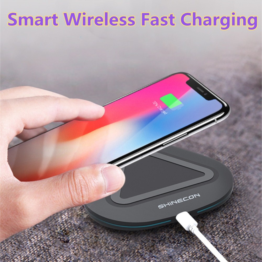 For Apple X Android Mobile Phone Ultra-thin Qi Wireless Charger black - Image 3