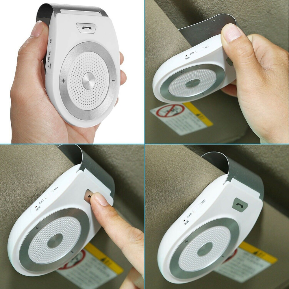 Wireless Car Speakerphone Kit Sun Visor Bluetooth Hands-free Speaker Phone HD Stereo Audio Black - Image 2