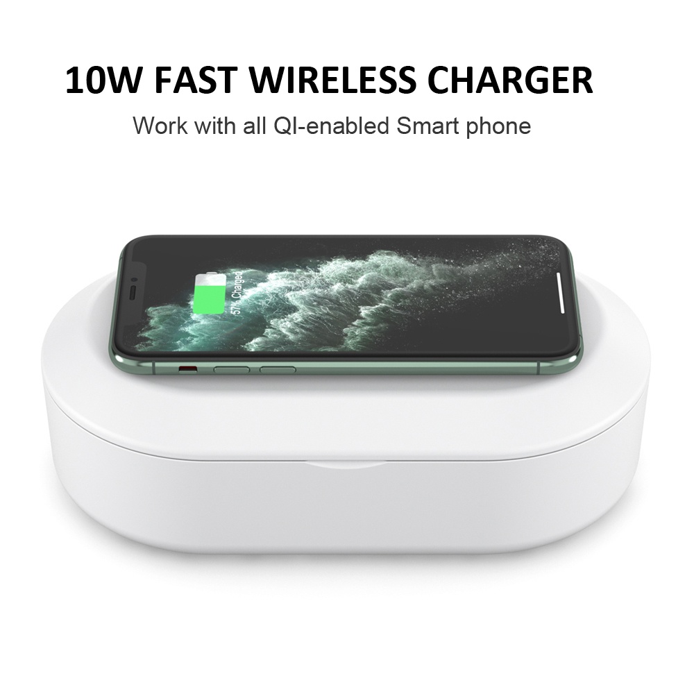 2 in 1 Multifunctional Ultraviolet Sterilization Box Mobile Phone Wireless Charger Electrical Appliances white - Image 3