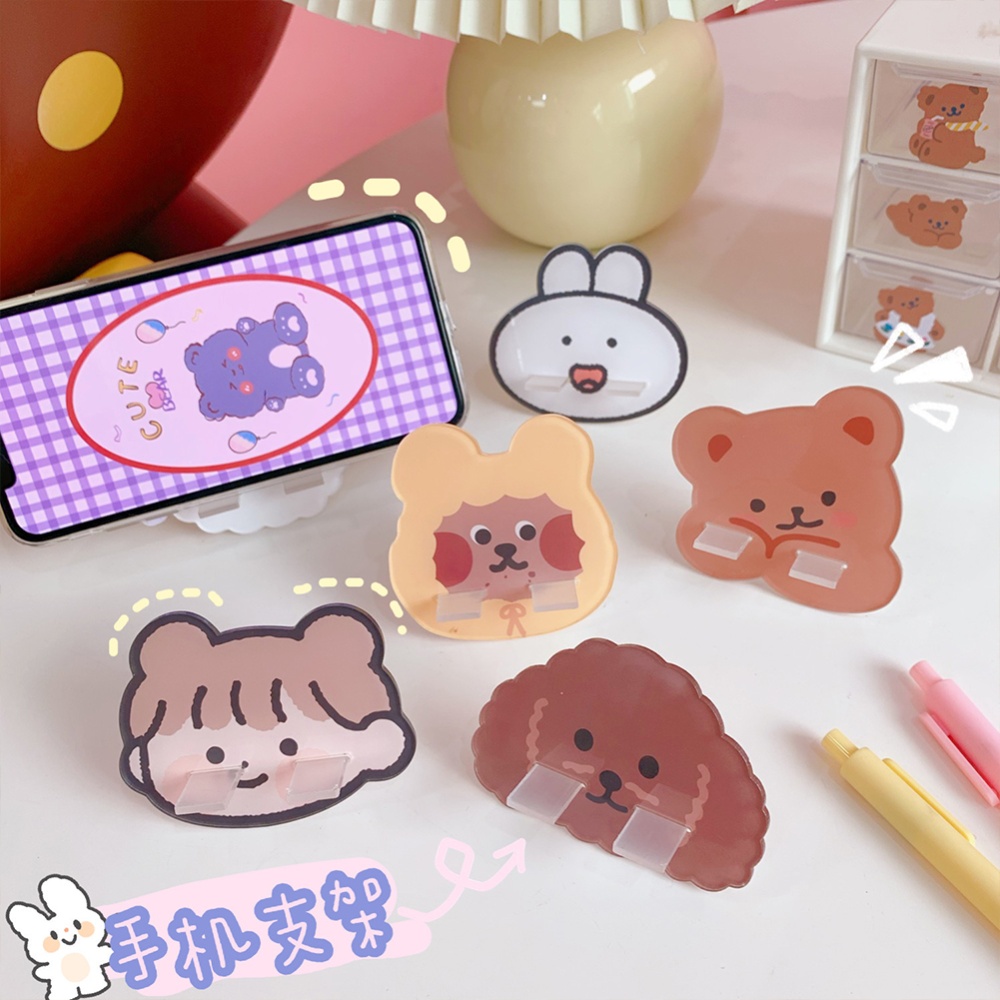 Mobile Phone Holder Cute mini Cartoon Accessories Stand Desk Tablet Desktop 3#hat bear - Image 3