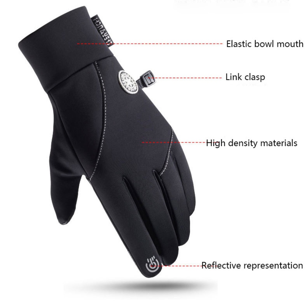 Winter Cycling Gloves Touch Screen Non-slip Fleece Lined Warm Gray M - Image 3