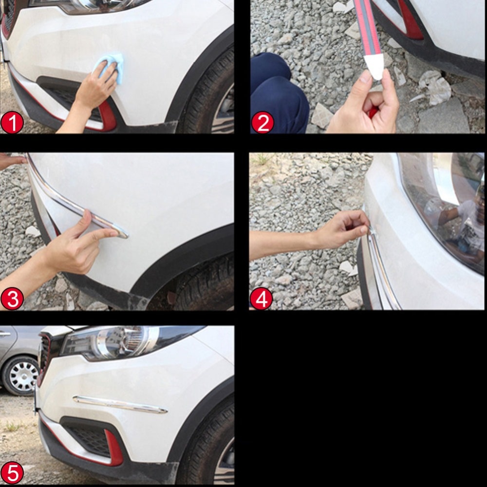 4pcs Car Suv Edge Anti-collision Strip Bumper Protector Protective Guard Bar Anti-rub Silver_4pcs - Image 3