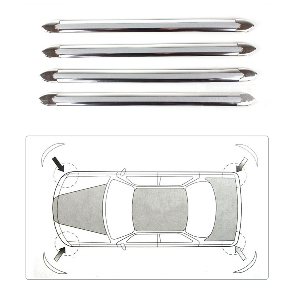 4pcs Car Suv Edge Anti-collision Strip Bumper Protector Protective Guard Bar Anti-rub Silver_4pcs - Image 2