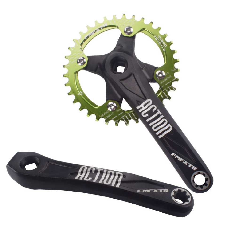 Aluminum Alloy Crankset Mountain Bike Sprocket Crank Left Right 170 Square Hole Leg Change Single Plate Modificatio black - Image 3