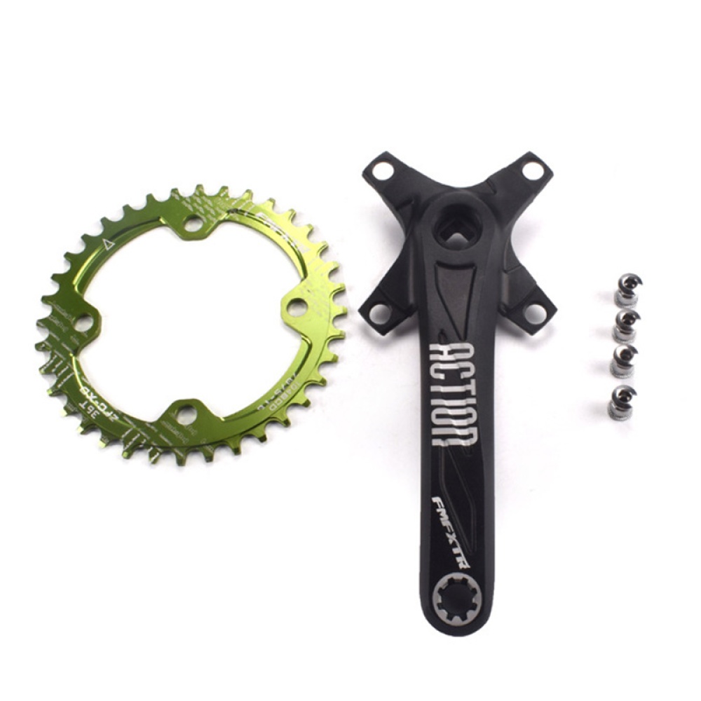 Aluminum Alloy Crankset Mountain Bike Sprocket Crank Left Right 170 Square Hole Leg Change Single Plate Modificatio black - Image 2