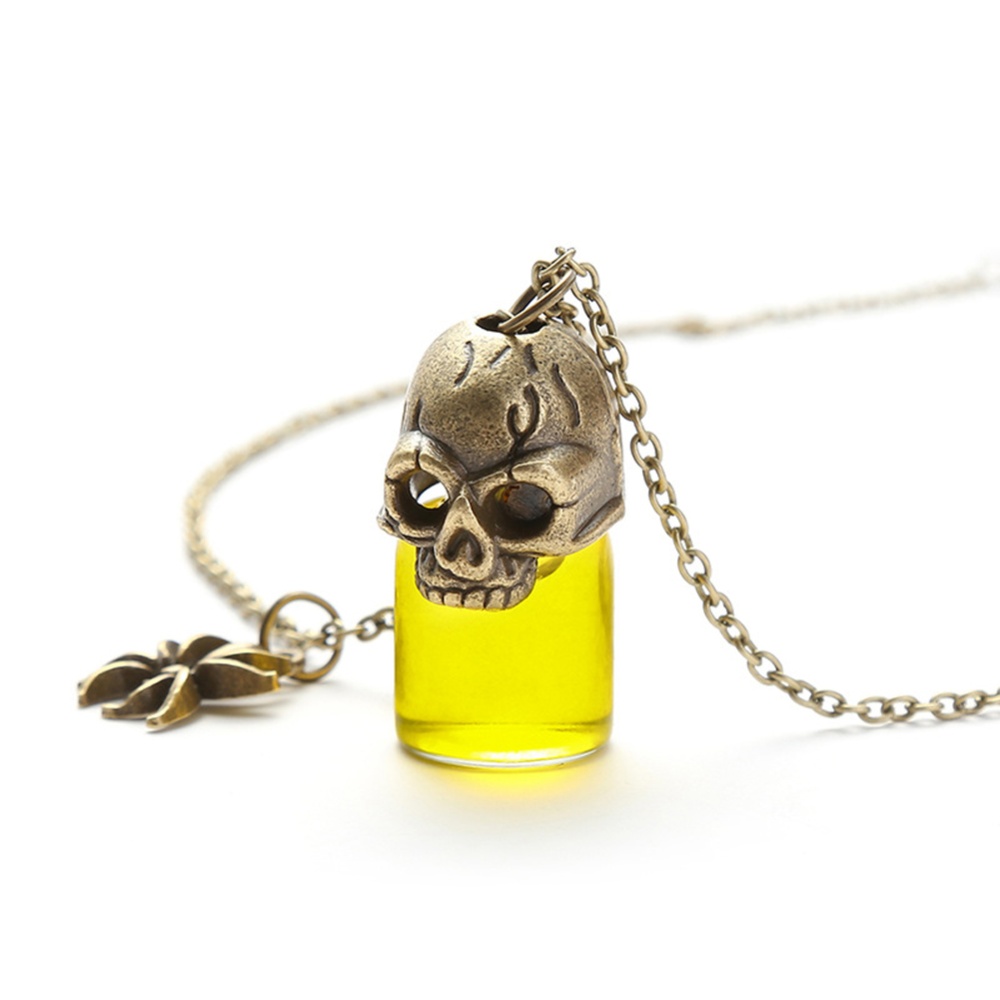 Women's Necklace Gothic Style Glass Bottle Pendant Gronze red - Image 3