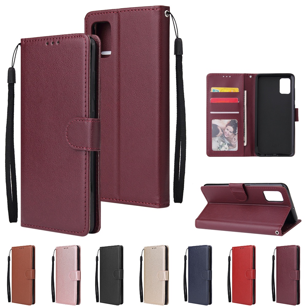 For Samsung A51 Phone Case PU Leather Shell All-round Protection Precise Cutout Wallet Design Cellphone Cover Red - Image 3