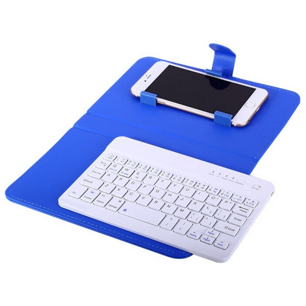 Portable PU Leather Wireless Keyboard Case for iPhone Protective Mobile Phone with Bluetooth 6 7 Smartphone purple - Image 3