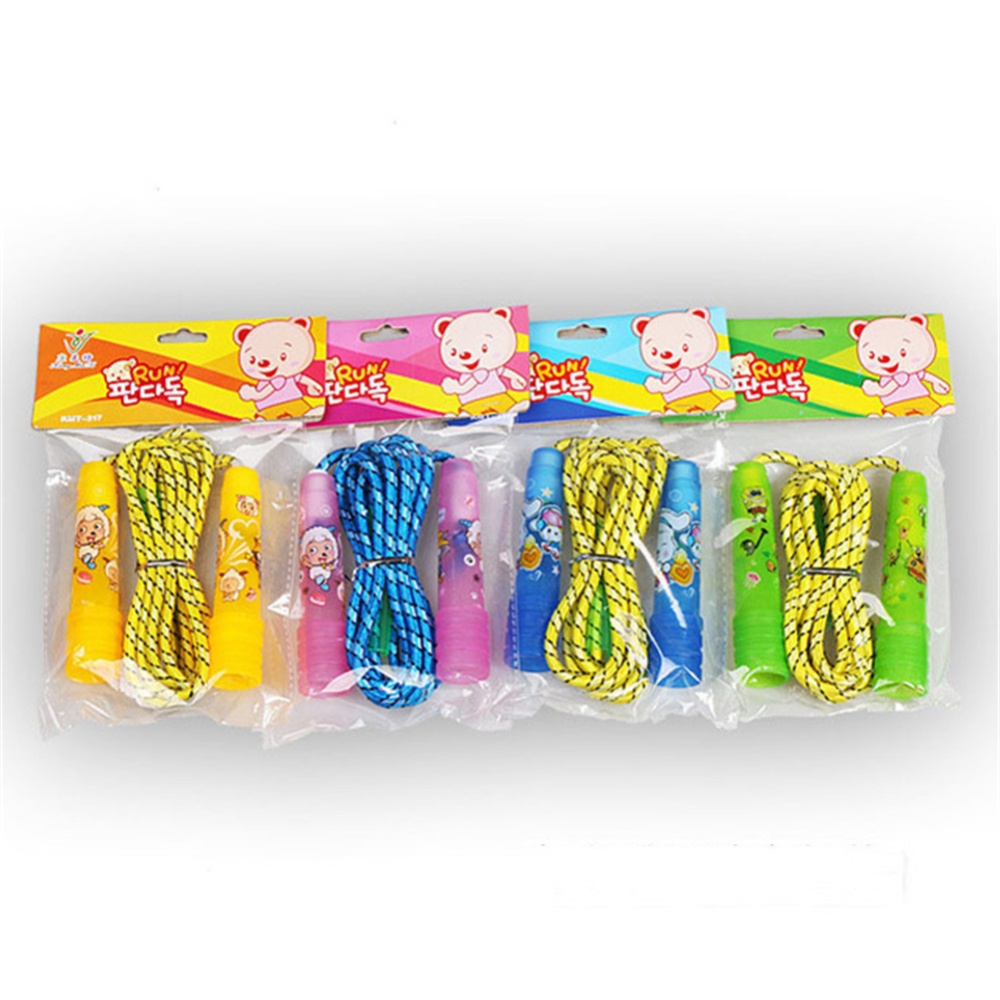 Cotton Rubber Jumping Rope With Plastic Handle Children Cartoon Adjustable Length Skipping For Outdoor Home School Students Random Color - Image 3