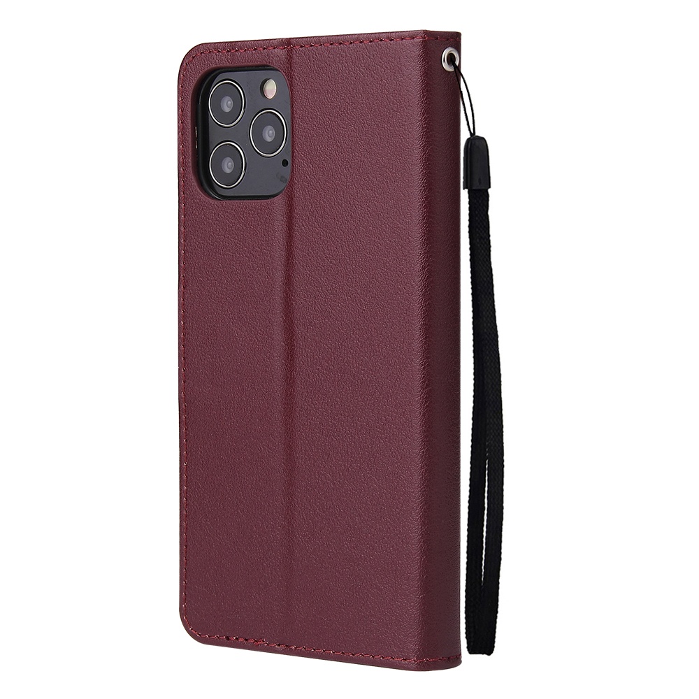 For Iphone 12 5.4 inch/6.1 inch/ 6.7 inch PU Leather Three-card Photo Frame Front Buckle Mobile Phone shell Red wine - Image 3