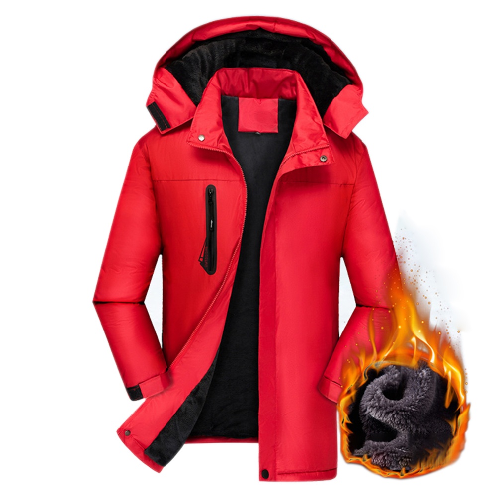 Men's Jackets Autumn and Winter Thick Waterproof Windproof Warm Mountaineering Ski Clothes red_L - Image 2