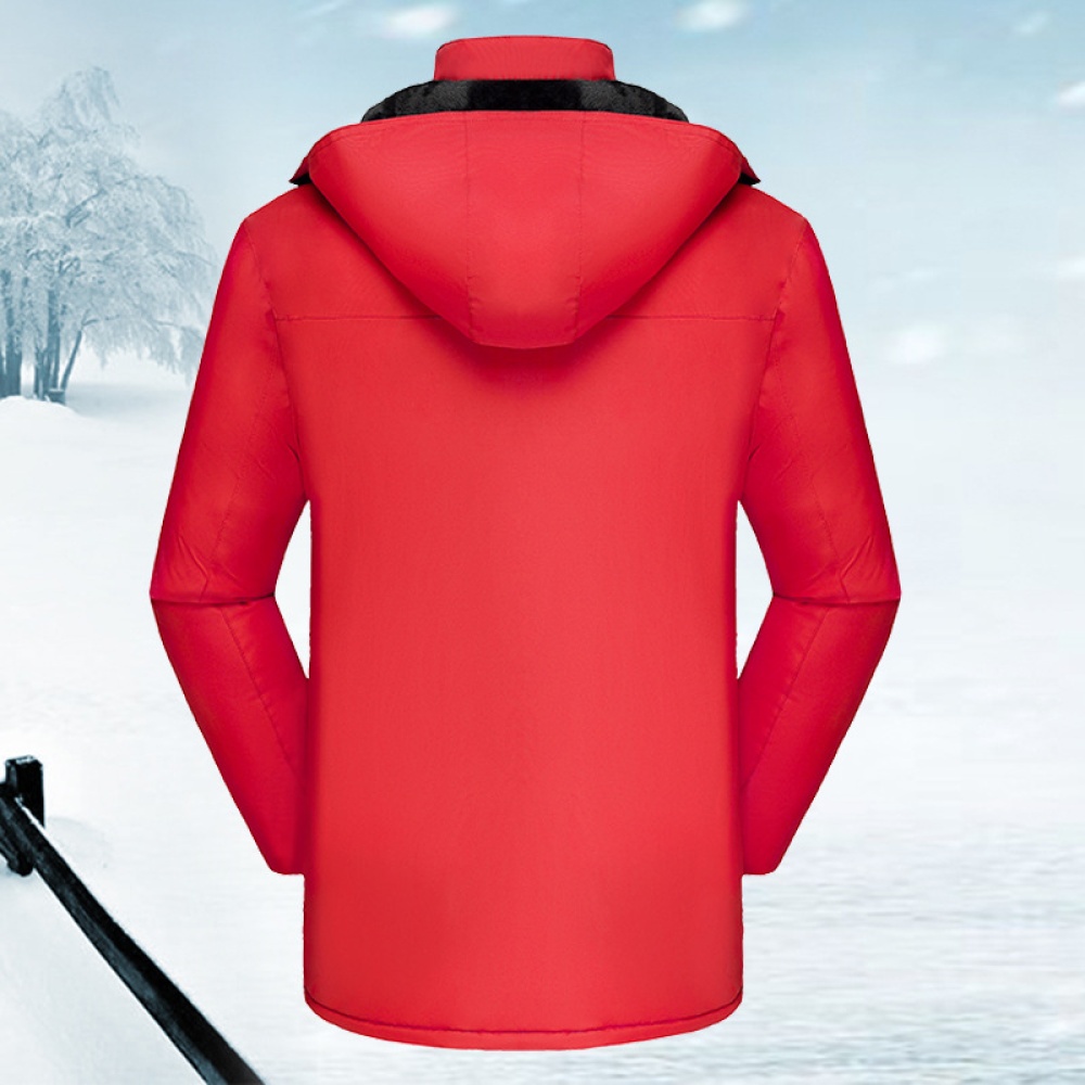 Men's Jackets Autumn and Winter Thick Waterproof Windproof Warm Mountaineering Ski Clothes red_L - Image 3