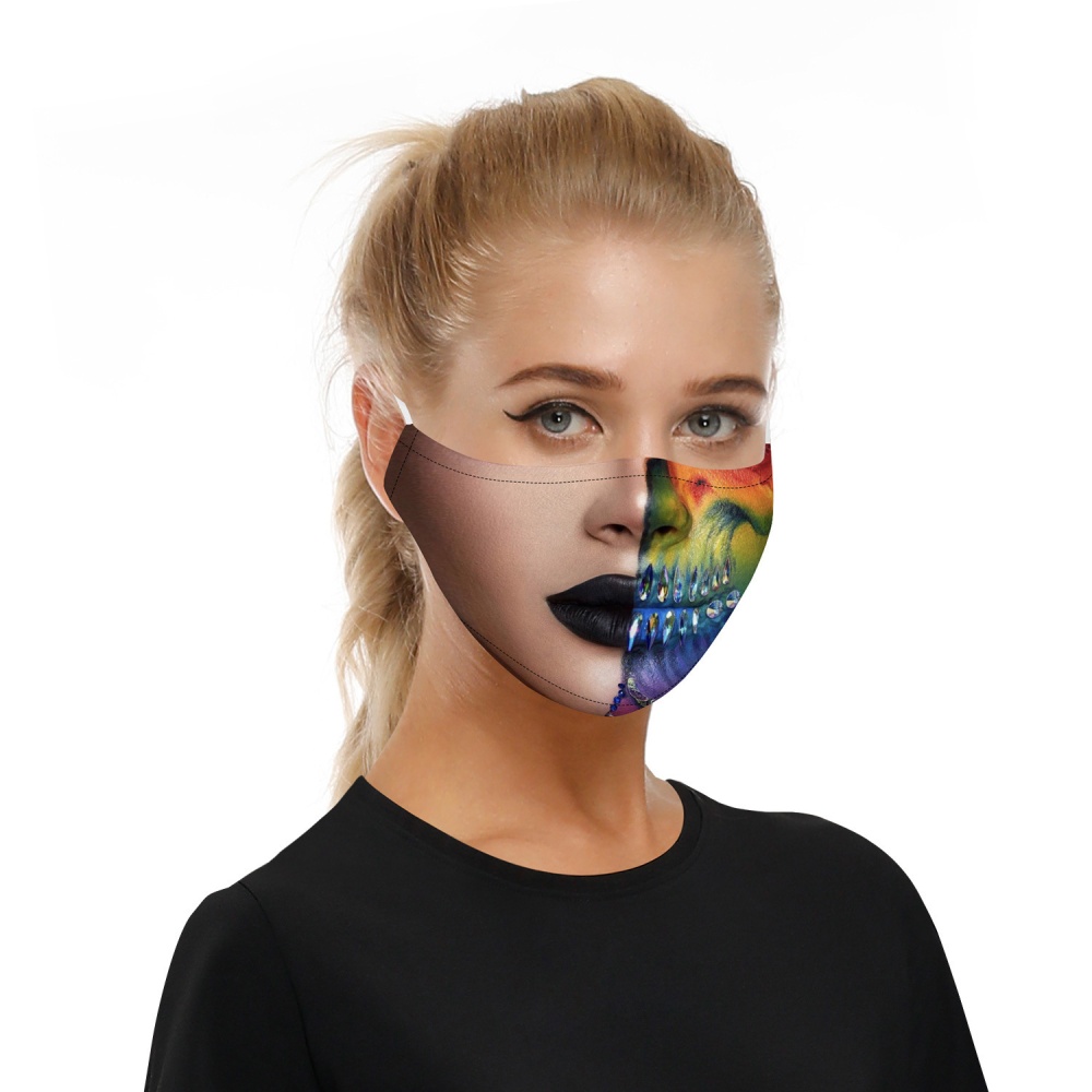 Mouth Digital Printing Child Adult Protective Mask Adjustable Ear Strap With 2 Filter Chips BXHB021_One size - Image 3