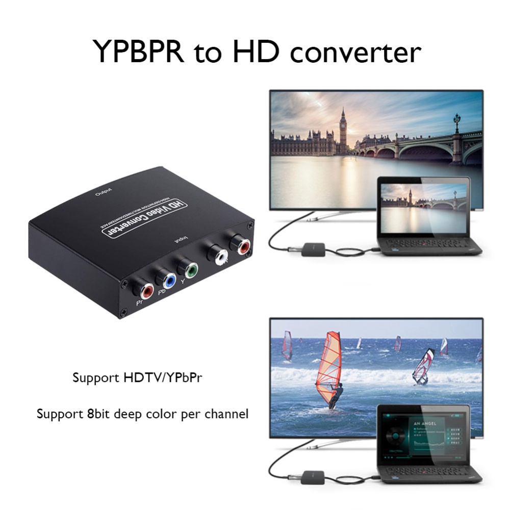 Ypbpr R/l To Compatible Forhdmi Converter 1080p Video Audio Adapter Splitter For Dvd Hdtv Monitor Projector EU Plug - Image 2