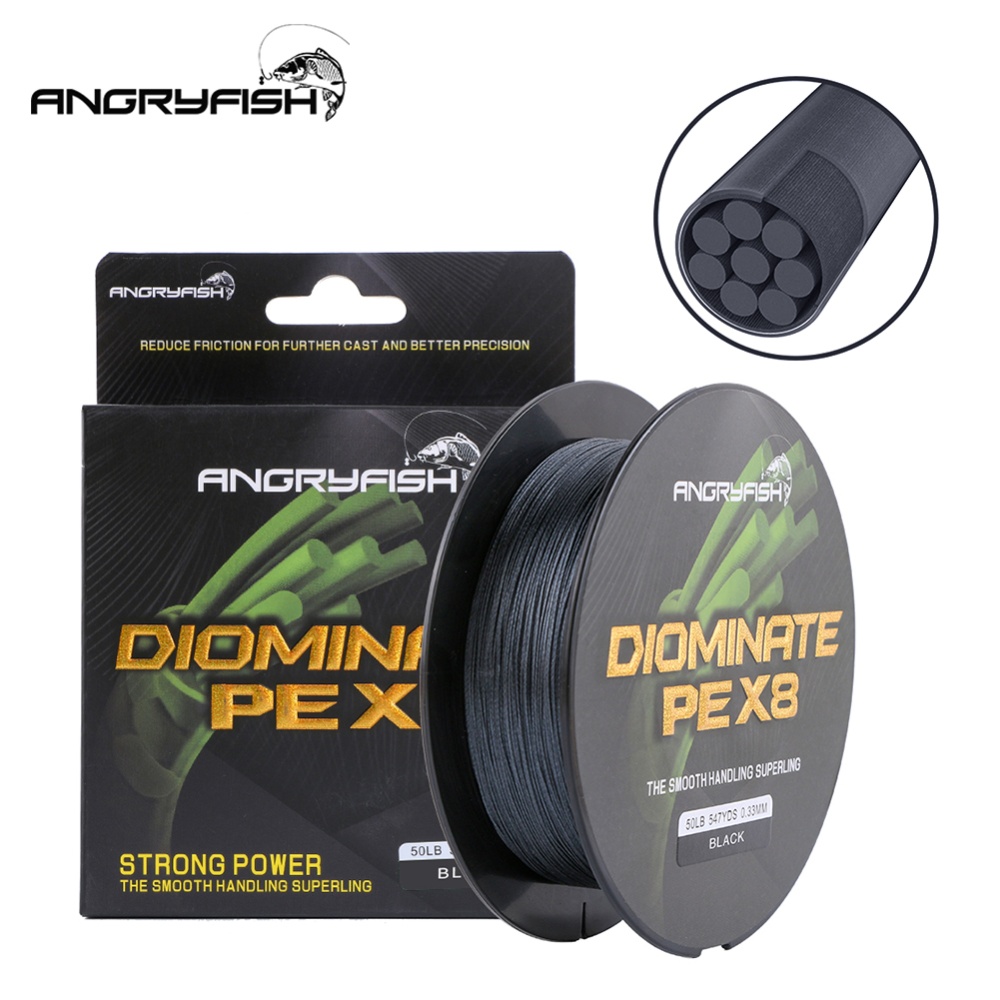 ANGRYFISH Diominate PE X8 Fishing Line 500M/547YDS 8 Strands Braided Multifilament Black 4.0#:0.33mm-50LB - Image 3