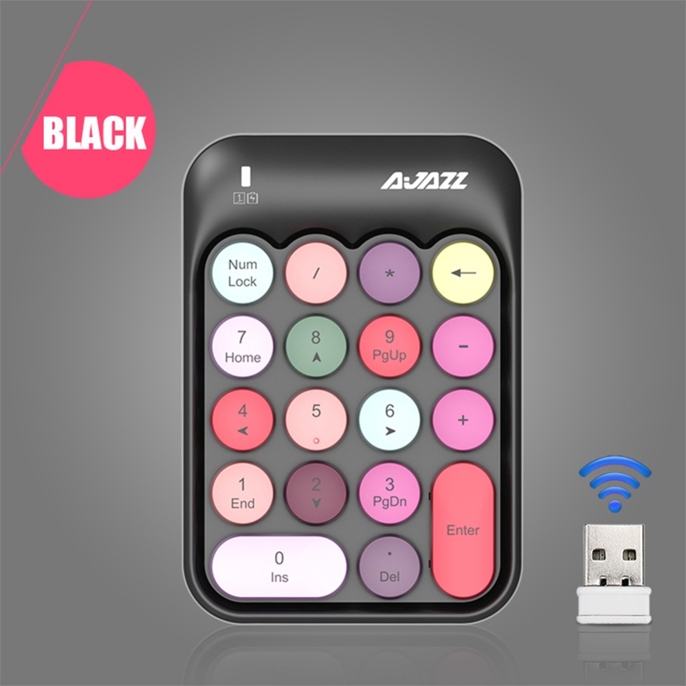 Ak18 2.4G Wireless Numeric Keypad 18 Keys Mini Portable Chocolate Keycap Computer Digital Keyboard mixed color black - Image 3