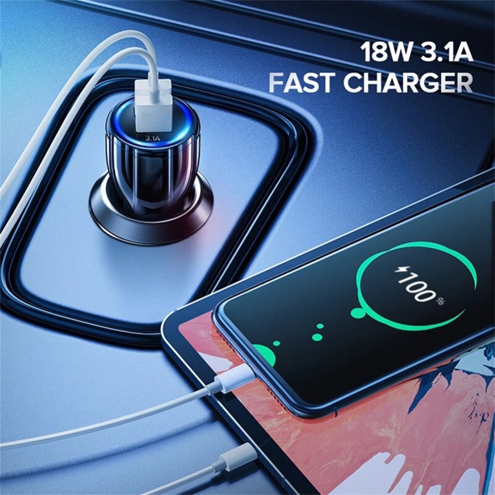 Quick Charge Qc3.0 Dual Usb Car Charger Universal Double Fast Charging 12v 24v Smart Adapter White - Image 2