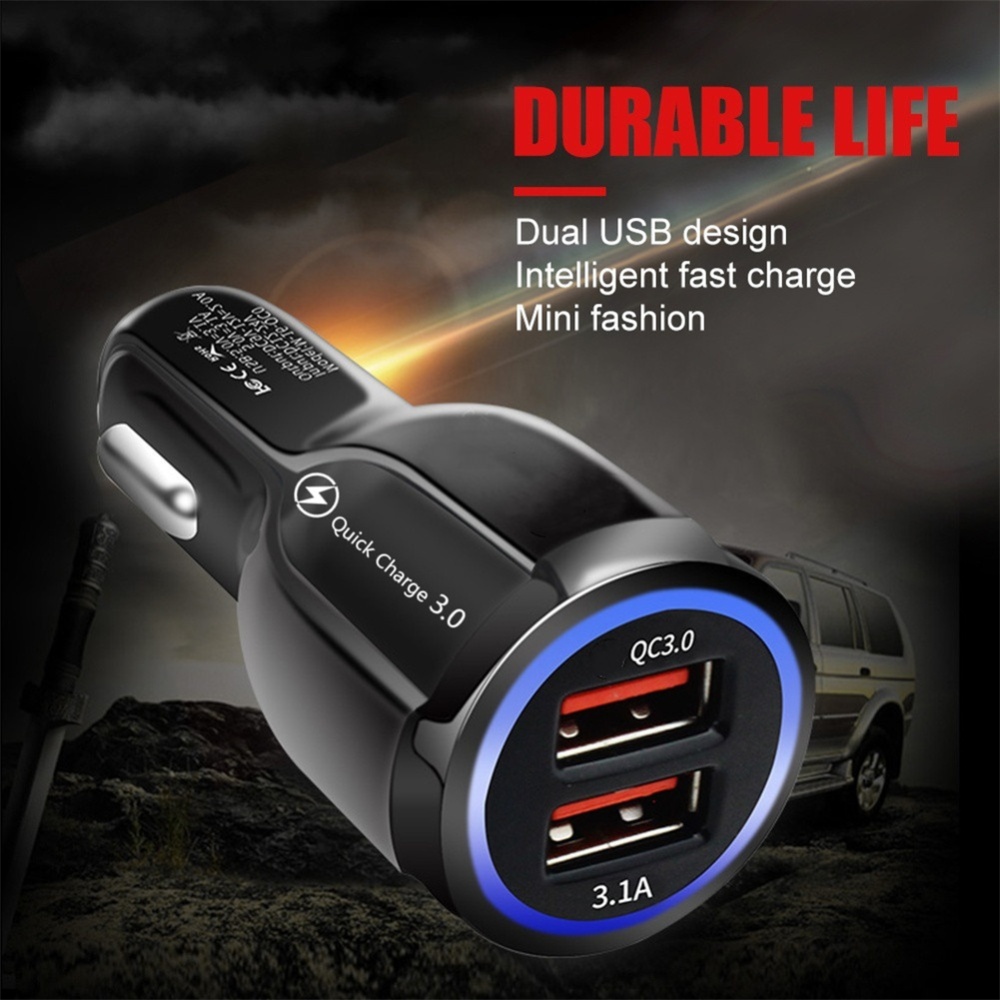 Quick Charge Qc3.0 Dual Usb Car Charger Universal Double Fast Charging 12v 24v Smart Adapter White - Image 3