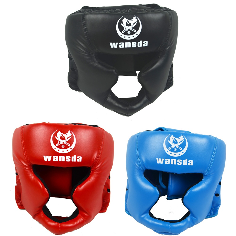 Closed Full-Face Boxing Protection Gear Headgear Head Guard Trainning Helmet for Muay Thai Kickboxing red - Image 3