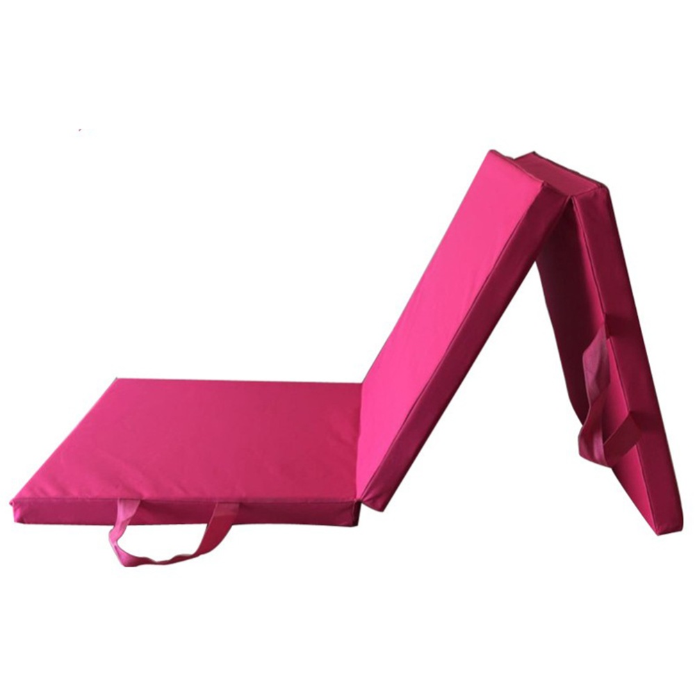 Soft Exercise Tri-Fold Gym Mat for Gymnastics Aerobics Yoga Martial Arts Pink Oxford cloth - Image 2