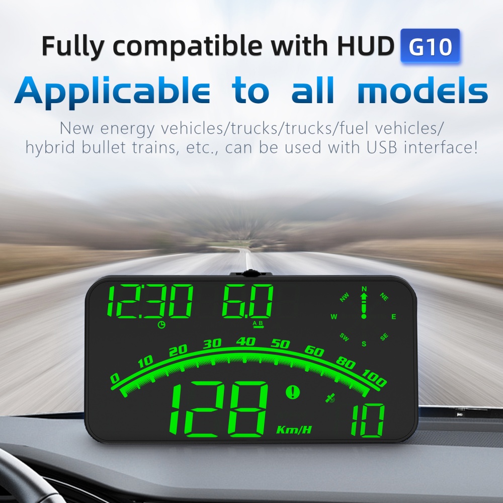 G10 Hud Gps Head Up Display Speedometer Overspeed Led Monitor Blue and White - Image 3