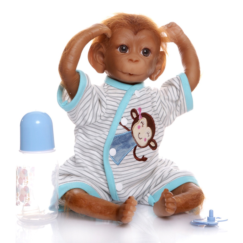 NPK Simulate Silicone Monkey + Simulation Nipple Feeding Bottle Toy As shown - Image 3