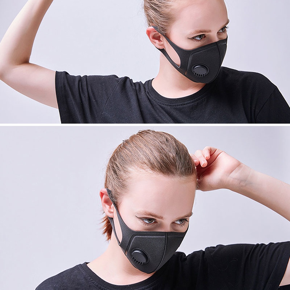 Anti Dust Mask PM2.5 Pollution Face Mouth Respirator Black Breathable Valve Filter 3D Cover black_1 pc - Image 3