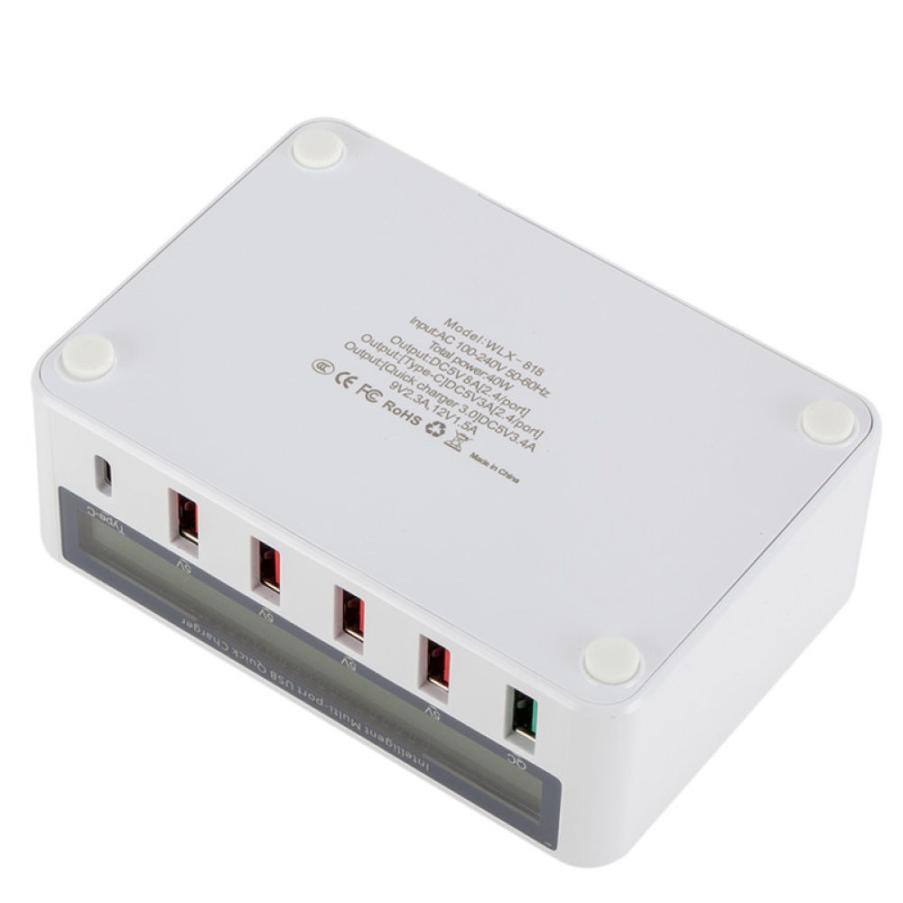 5 Port USB QC 3.0 Quick Charger LCD Voltage Current Display for iPhone iPad Samsung white_AU plug - Image 3