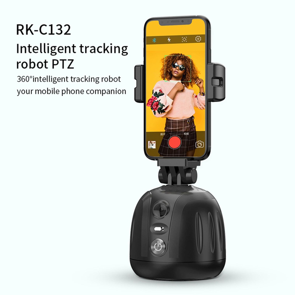 360 Rotation Follow-up Gimbal Stabilizer Monopod Build-in 1200mah Battery Face Recognition Tracking Holder Black - Image 3