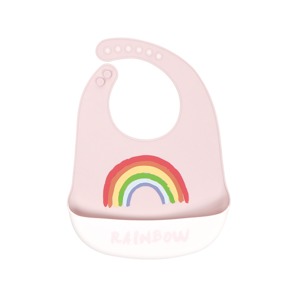 Silicone Baby Bib Adjustable Fit Waterproof cartoon silicone bib Dream rainbow - Image 3