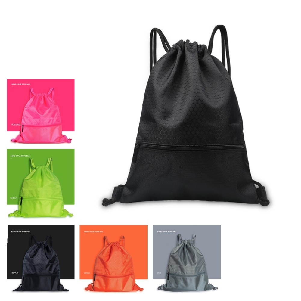 Large Waterproof Drawstring Backpack for Ball Shoes Swimming Storage black - Image 3